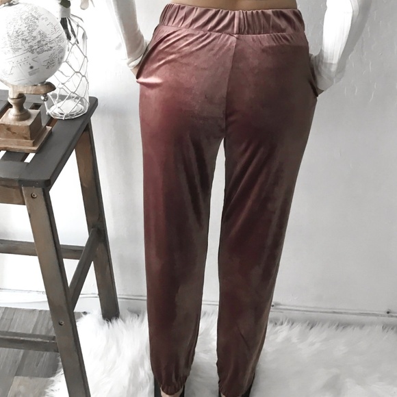 CASUAL DOLLZ Soft Velvet Joggers - Pink - Picture 2 of 2